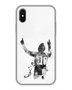 Чехол для iPhone Xs Max с картинкой «Черно-белый силуэт Месси»