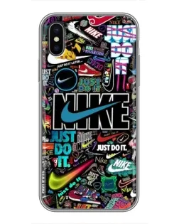 Чехол для iPhone Xs с картинкой «Яркий коллаж Nike»