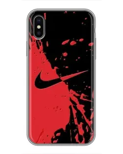 Чехол для iPhone Xs с картинкой «Красные брызги Nike»