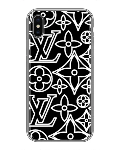 Чехол для iPhone Xs с картинкой «Черно-белый узор LV»