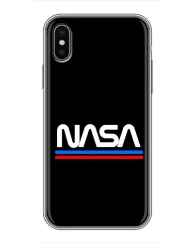 Чехол для iPhone Xs с картинкой «NASA — классика Red Blue» Чехол для iPhone Xs с картинкой «NASA — классика Red Blue»