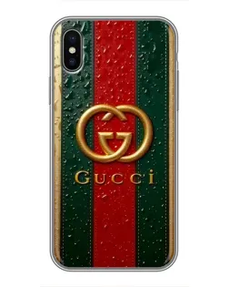 Чохол для iPhone Xs з картинкою «Gucci — фірмова смуга та золото» Чохол для iPhone Xs з картинкою «Gucci — фірмова смуга та золото»