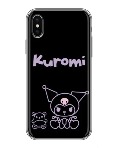 Чохол для iPhone Xs з картинкою «Kuromi — чорний мінімалізм»