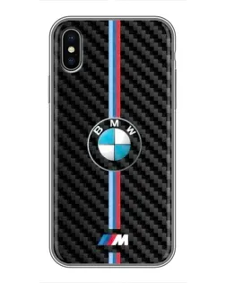 Чохол для iPhone Xs з картинкою «Емблема BMW та карбон»
