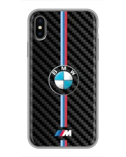 Чохол для iPhone Xs з картинкою «Емблема BMW та карбон»