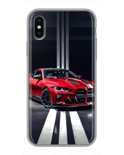Чохол для iPhone Xs з картинкою «Червона BMW на дорозі»