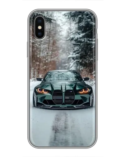 Чохол для iPhone Xs з картинкою «BMW у зимовому лісі»