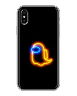 Чехол для iPhone Xs с картинкой «Among Us неоновое сияние»