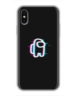 Чехол для iPhone Xs с картинкой «Among Us неон»