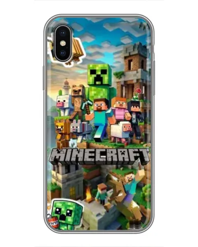 Чехол для iPhone Xs с картинкой «Замок Minecraft»