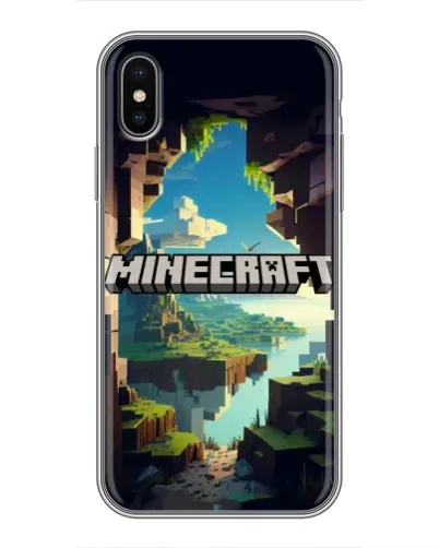 Чехол для iPhone Xs с картинкой «Пещера Майнкрафт»