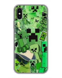 Чехол для iPhone Xs с картинкой «Криперы Minecraft»