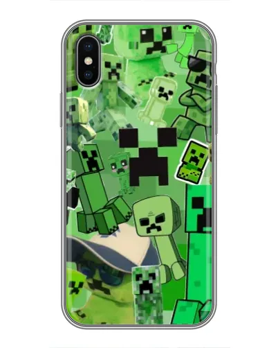 Чехол для iPhone Xs с картинкой «Криперы Minecraft»