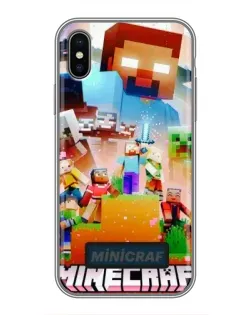 Чехол для iPhone Xs с картинкой «Minecraft герои игры»