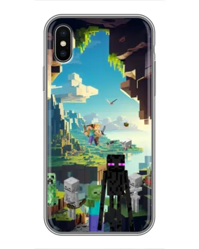 Чехол для iPhone Xs с картинкой «Эндермен в лесу»
