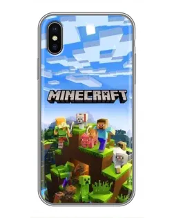 Чехол для iPhone Xs с картинкой «Minecraft классический мир»
