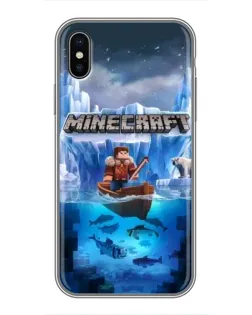 Чехол для iPhone Xs с картинкой «Minecraft ледяной мир»