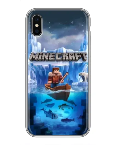 Чехол для iPhone Xs с картинкой «Minecraft ледяной мир»