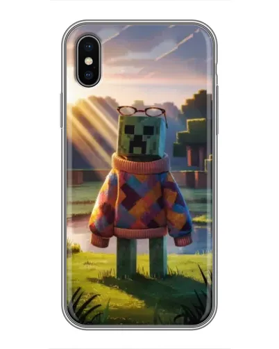 Чехол для iPhone Xs с картинкой «Крипер в свитере»