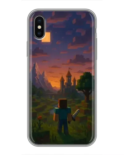 Чехол для iPhone Xs с картинкой «Стив у башни»