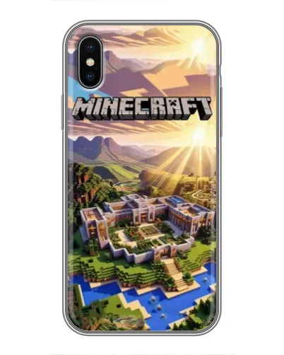 Чехол для iPhone Xs с картинкой «Minecraft панорама»