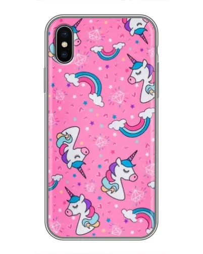 Чехол для iPhone Xs с картинкой «Unicorn паттерн розовый» Чехол для iPhone Xs с картинкой «Unicorn паттерн розовый»