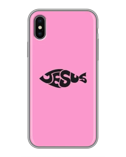 Чехол для iPhone Xs с картинкой «Розовый символ Jesus» Чехол для iPhone Xs с картинкой «Розовый символ Jesus»