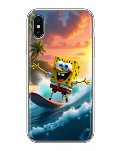 Чохол для iPhone Xs з картинкою «Губка Боб серфінгіст»