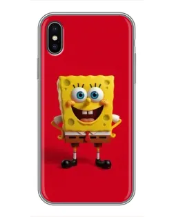 Чехол для iPhone Xs с картинкой «Спанч Боб на красном» Чехол для iPhone Xs с картинкой «Спанч Боб на красном»