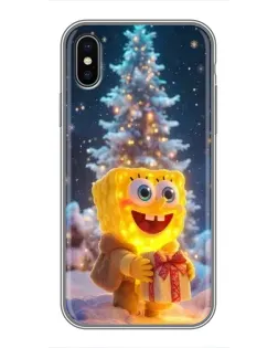 Чехол для iPhone Xs с картинкой «Рождественский Спанч Боб» Чехол для iPhone Xs с картинкой «Рождественский Спанч Боб»