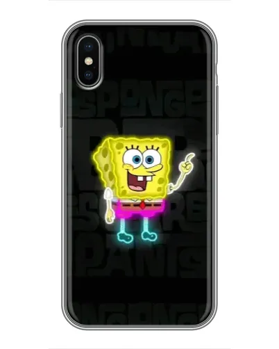 Чохол для iPhone Xs з картинкою «Неоновий Губка Боб»