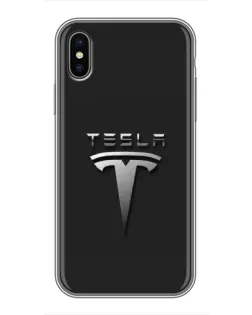 Чохол для iPhone Xs з картинкою «Сталевий логотип Tesla» Чохол для iPhone Xs з картинкою «Сталевий логотип Tesla»