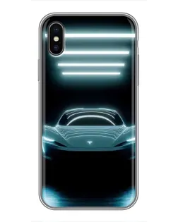 Чохол для iPhone Xs з картинкою «Tesla в неоні» Чохол для iPhone Xs з картинкою «Tesla в неоні»