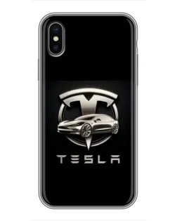 Чохол для iPhone Xs з картинкою «Tesla — срібне авто» Чохол для iPhone Xs з картинкою «Tesla — срібне авто»