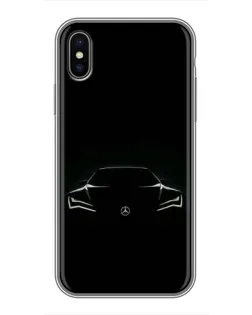 Чехол для iPhone Xs с картинкой «Mercedes — силуэт авто»