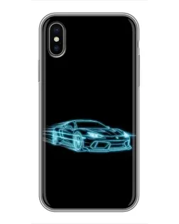 Чохол для iPhone Xs з картинкою «Неоновий контур Lamborghini»