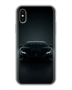 Чохол для iPhone Xs з картинкою «Чорний Lamborghini Aventador»