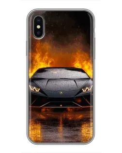 Чохол для iPhone Xs з картинкою «Lamborghini у вогні»