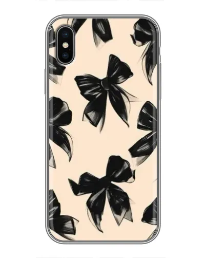 Чехол для iPhone Xs с картинкой «Паттерн черные банты» Чехол для iPhone Xs с картинкой «Паттерн черные банты»