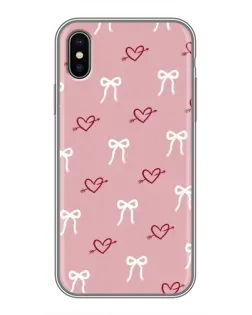 Чехол для iPhone Xs с картинкой «Сердца и банты»