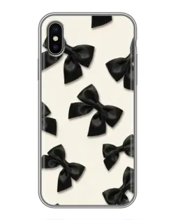 Чехол для iPhone Xs с картинкой «Черные бантики»