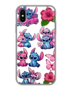 Чехол для iPhone Xs с картинкой «Стикеры Stitch и Angel»