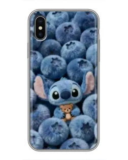 Чехол для iPhone Xs с картинкой «Стич и голубика»