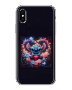 Чехол для iPhone Xs с картинкой «Stitch в цветах»