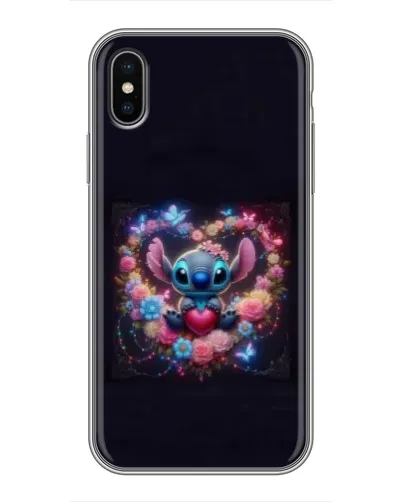 Чехол для iPhone Xs с картинкой «Stitch в цветах»