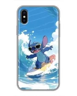Чехол для iPhone Xs с картинкой «Стич на волне»