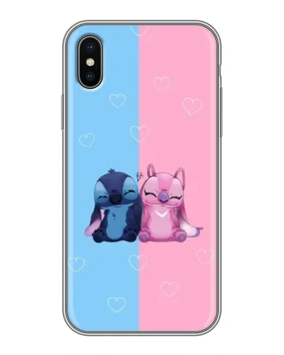 Чехол для iPhone Xs с картинкой «Stitch и Angel Love»