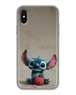 Чехол для iPhone Xs с картинкой «Стич на коричневом фоне»