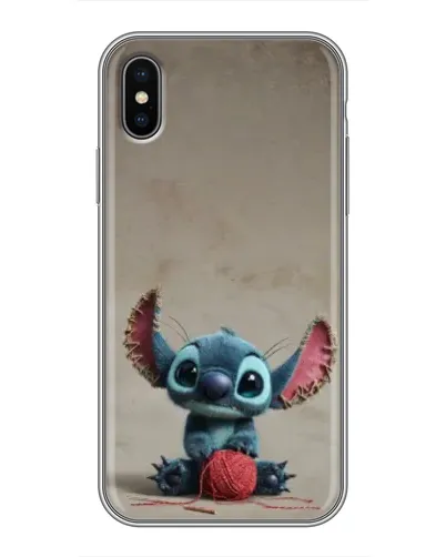 Чехол для iPhone Xs с картинкой «Стич на коричневом фоне»