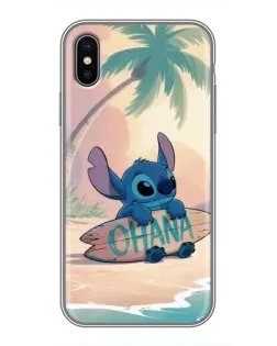 Чехол для iPhone Xs с картинкой «Стич на серфе»